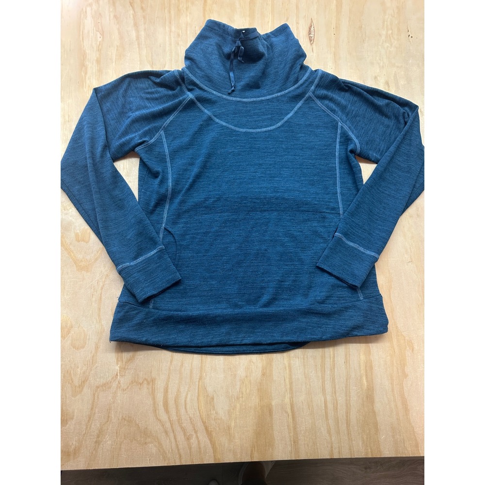 Kuhl Blue Cowl Neck Pullover Top Womens XL Thumbholes Hiking Active